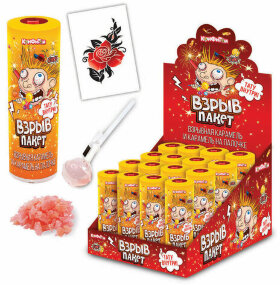 Взрывная карамель на палочке с тату ВЗРЫВ ПАКЕТ, 7 г, КОНФИТОЙ, КТ93504