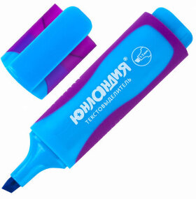 Текстовыделитель ЮНЛАНДИЯ &quot;ELASTIC&quot;, ГОЛУБОЙ, прорезиненный корпус, линия 1-5 мм, 151762