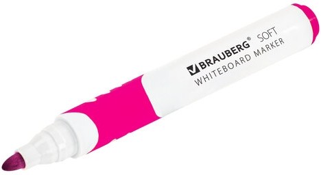 Маркер стираемый для белой доски РОЗОВЫЙ, BRAUBERG "SOFT", 5 мм, резиновая вставка, 152110