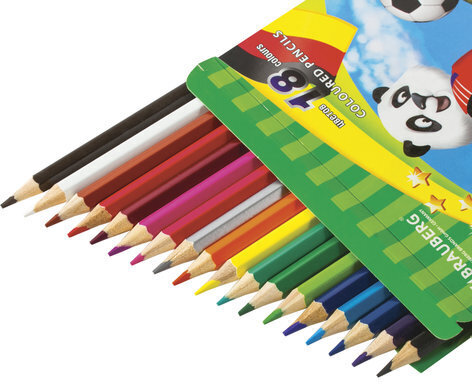 Карандаши цветные BRAUBERG "Football match", 18 цветов, заточенные, картонная упаковка, 180549