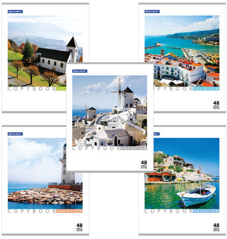 Тетрадь А5, 48 л., BRAUBERG, клетка, обложка картон, КАНИКУЛЫ, 401819