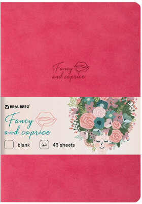 Тетрадь-скетчбук 48 л. обложка кожзам под замшу, сшивка, A5 (147х210мм), 70 г/м2, КОРАЛЛОВЫЙ, BRAUBERG CAPRISE, 403861