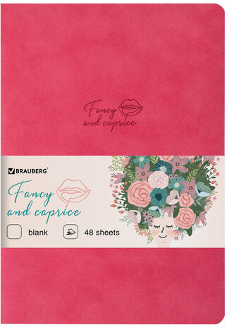 Тетрадь-скетчбук 48 л. обложка кожзам под замшу, сшивка, A5 (147х210мм), 70 г/м2, КОРАЛЛОВЫЙ, BRAUBERG CAPRISE, 403861