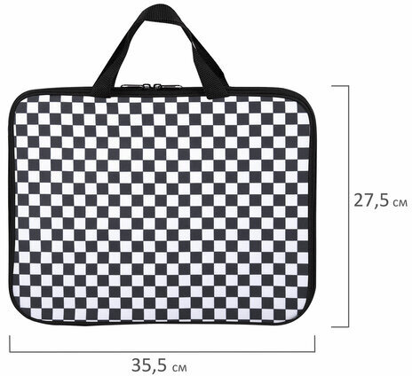 Папка на молнии с ручками BRAUBERG А4, 1 отделение, полиэстер, 20 мм, "Black and white", 272172