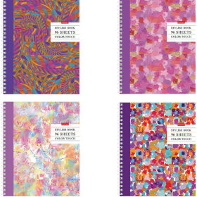 Тетрадь А5, 96 л., HATBER, гребень, клетка, глянцевая ламинация, &quot;Color touch&quot;, 96Т5лВ1гр