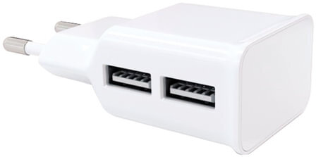 Зарядное устройство сетевое (220В) RED LINE NT-2A, 2 порта USB, выходной ток 2,1 А, белое, УТ000009405