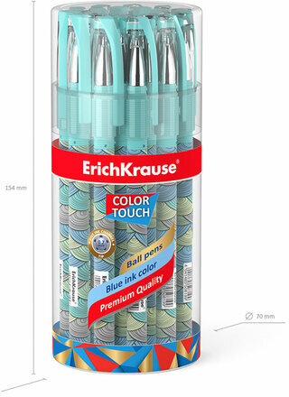 Ручка шариковая ERICH KRAUSE ColorTouch "Emerald wave", СИНЯЯ, узел 0,7 мм, линия письма 0,35 мм, 50819