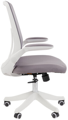 Кресло Chairman CH 565, откидные подлокотники, синхромеханизм, пластик белый, сетка/ткань, серое, 7146049