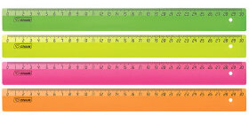 Линейка пластиковая, 30 см, "Neon Crystal", неоновая, ассорти, ЛН31