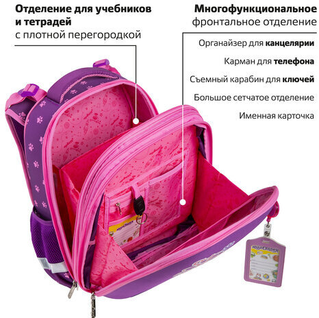 Ранец ЮНЛАНДИЯ EXTRA с дополнительным объемом, 2 отделения, "Stay positive", 38x29x18 см, 271379