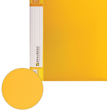 Папка 20 вкладышей BRAUBERG "Contract", желтая, вкладыши-антиблик, 0,7 мм, бизнес-класс, 221775