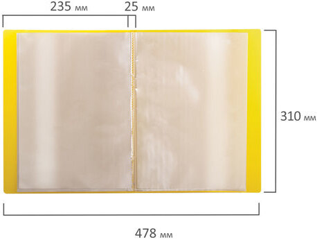 Папка 20 вкладышей BRAUBERG "Contract", желтая, вкладыши-антиблик, 0,7 мм, бизнес-класс, 221775