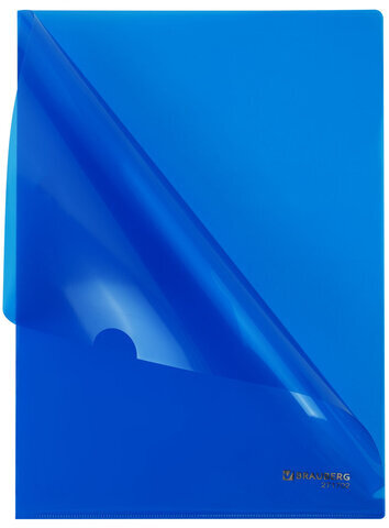Папка-уголок жесткая А4, синяя, 0,15 мм, BRAUBERG EXTRA, 271702