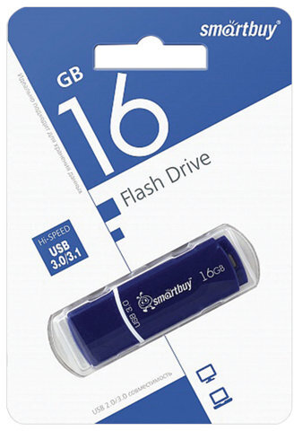 Флеш-диск 16 GB SMARTBUY Crown USB 3.0, синий, SB16GBCRW-Bl