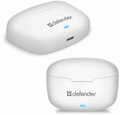 Наушники с микрофоном (гарнитура) DEFENDER TWINS 903, Bluetooth, беспроводные, белые, 63903