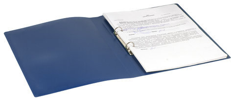 Папка на 2 кольцах STAFF, 21 мм, синяя, до 170 листов, 0,5 мм, 225716