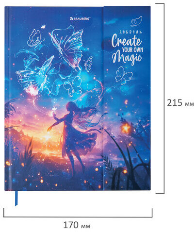 Дневник 1-11 класс 48 л., твердый, BRAUBERG, матовая ламинация, магнитный клапан, закладка-ляссе, с подсказом, "Magic", 107243