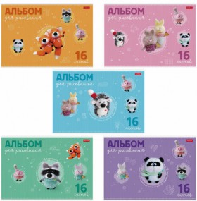 Альбом для рисования, А4, 16 л., скоба, обложка картон, тиснение, HATBER, &quot;Вязунчики&quot; (5 видов), 16А4тВ