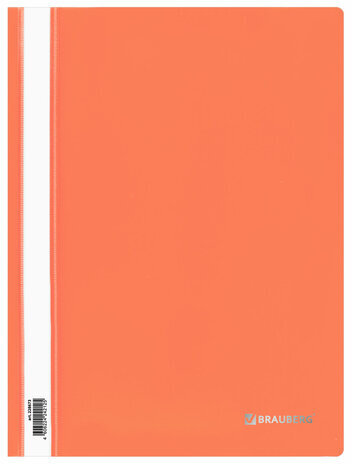Скоросшиватель пластиковый BRAUBERG, А4, 130/180 мкм, оранжевый, 228673