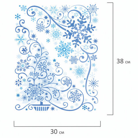 Украшение для окон и стекла ЗОЛОТАЯ СКАЗКА "Узоры на окне 3", 30х38 см, ПВХ, 591217
