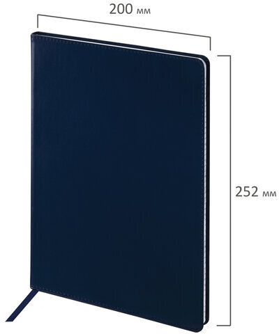 Тетрадь БОЛЬШОЙ ФОРМАТ (200x252 мм) В5, BRAUBERG "Metropolis Extra", под кожу, клетка, 80 л., синий, 111049