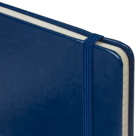 Блокнот А5 (148x218 мм), BRAUBERG "Metropolis Special", под кожу, 80 л., резинка, клетка, синий, 111574