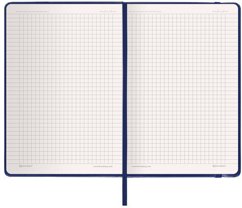 Блокнот А5 (148x218 мм), BRAUBERG "Metropolis Special", под кожу, 80 л., резинка, клетка, синий, 111574