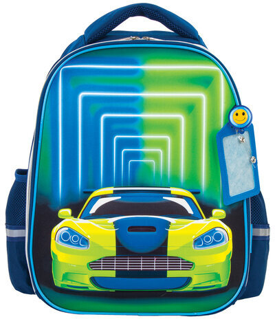 Ранец ЮНЛАНДИЯ LIGHT, 2 отделения, "Neon car", 3D панель, 38х29х16 см, 229917