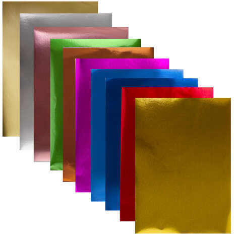 Цветная фольга А4 АЛЮМИНИЕВАЯ НА БУМАЖНОЙ ОСНОВЕ, 10 листов 10 цветов, ОСТРОВ СОКРОВИЩ, 210х297 мм, 111960