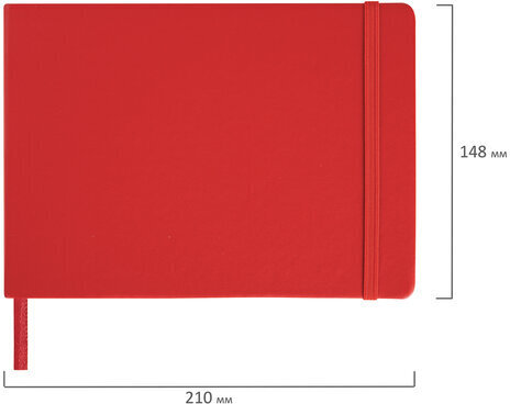 Скетчбук, слоновая кость 140 г/м2 210х148 мм, 80 л., КОЖЗАМ, резинка, BRAUBERG ART CLASSIC, красный, 113197