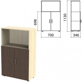 Шкаф полузакрытый &quot;Канц&quot;, 700х350х1130 мм, цвет дуб молочный/венге (КОМПЛЕКТ)