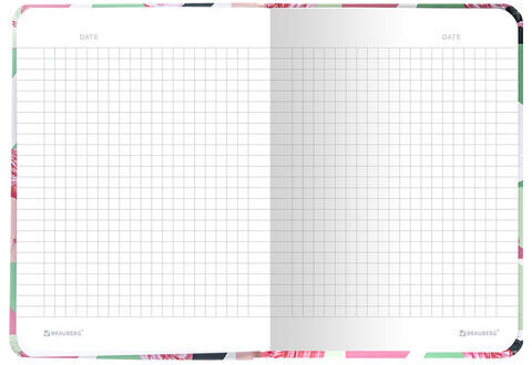 Блокнот с резинкой в клетку 96 л., МАЛЫЙ ФОРМАТ А6 (109х148 мм), твердая обложка, BRAUBERG, "Фламинго", 113741