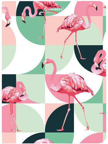 Блокнот с резинкой в клетку 96 л., МАЛЫЙ ФОРМАТ А6 (109х148 мм), твердая обложка, BRAUBERG, "Фламинго", 113741