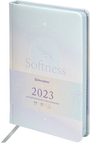 Ежедневник датированный 2023 А5 138x213 мм BRAUBERG "Vista", под кожу, "Pastel", 114137