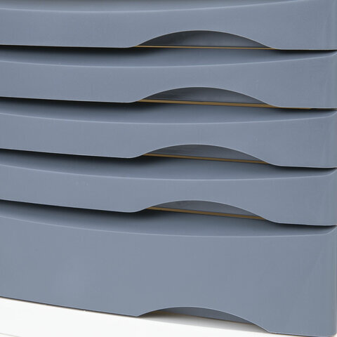 Бокс с замком и 5 выдвижными лотками, корпус и лотки серые, 235х300х355 мм, BRAUBERG "Office-Expert", 238048