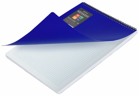 Блокнот БОЛЬШОГО ФОРМАТА А4, 80 л., обложка пластик, клетка, BRAUBERG "Metropolis", СИНИЙ, 115574