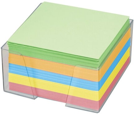 Блок для записей BRAUBERG в подставке прозрачной, куб 9х9х5 см, цветной, 122226