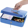 Ящик для денег, ценностей, документов, печатей, 90х180х250 мм, ключевой замок, синий, BRAUBERG, 290335
