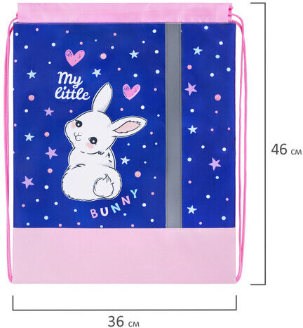 Мешок для обуви ЮНЛАНДИЯ, плотный, светоотражающая полоса, 46х36 см, "Fluffy tail", 272409