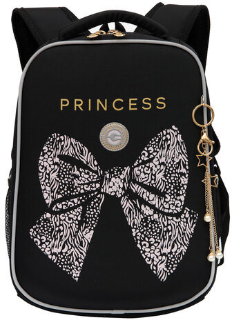 Ранец GRIZZLY анатомическая спинка, облегченный, для девочек, PRINCESS, 37х26х16 см, RAw-396-7/3