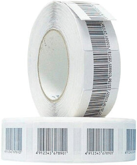 Этикетки самоклеящиеся противокражные радиочастотные, 40х40 мм, ложный штрихкод, рулон 1000 шт.