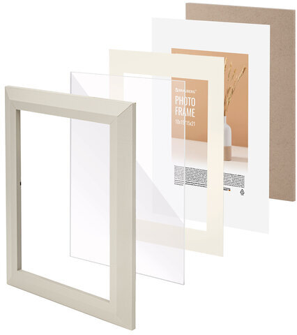 Рамка 15х21 см с паспарту 10х15 см небьющаяся, аналог IKEA, багет 26 мм, МДФ, BRAUBERG "Zool", серая, 391375