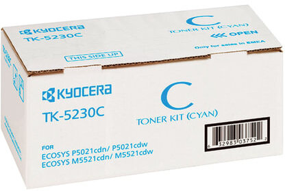 Тонер-картридж KYOCERA (TK-5230C) ECOSYS P5021cdn/cdw/M5521cdn/cdw, голубой, ресурс 2200 стр., оригинальный, 1T02R9CNL0
