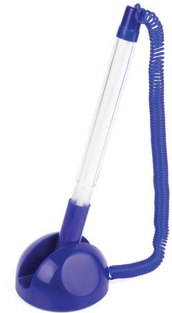 Ручка шариковая настольная BRAUBERG "Стенд-Пен", СИНЯЯ, пружинка, корпус синий, линия 0,5 мм, 140195