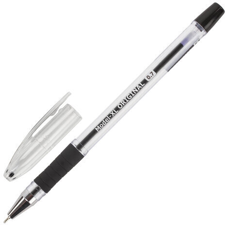 Ручка шариковая масляная с грипом BRAUBERG "Model-XL" ORIGINAL, ЧЕРНАЯ, узел 0,7 мм, линия письма 0,35 мм, 143243