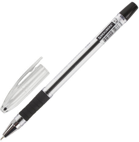 Ручка шариковая масляная с грипом BRAUBERG "Model-XL" ORIGINAL, ЧЕРНАЯ, узел 0,7 мм, линия письма 0,35 мм, 143243