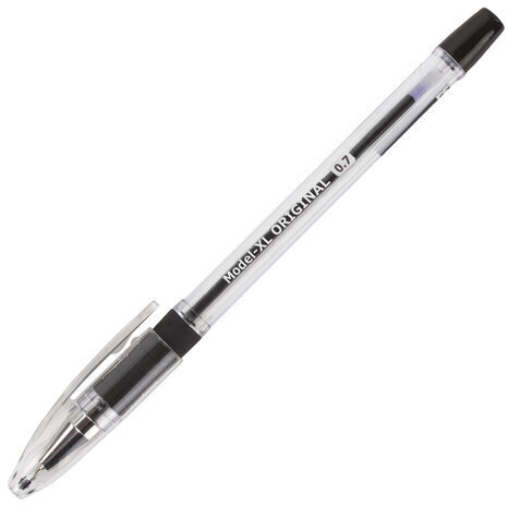 Ручка шариковая масляная с грипом BRAUBERG "Model-XL" ORIGINAL, ЧЕРНАЯ, узел 0,7 мм, линия письма 0,35 мм, 143243