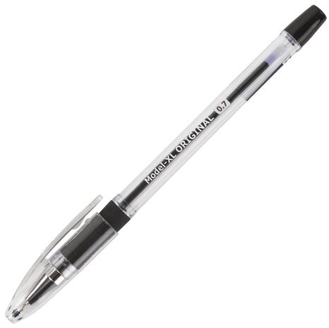 Ручка шариковая масляная с грипом BRAUBERG "Model-XL" ORIGINAL, ЧЕРНАЯ, узел 0,7 мм, линия письма 0,35 мм, 143243