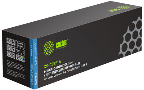 Картридж лазерный CACTUS (CS-CE321A) для HP LaserJet M1415FN/FNW/CP1525N, голубой, ресурс 1300 стр.