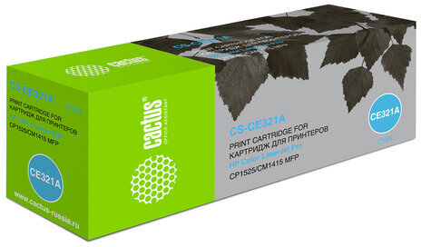 Картридж лазерный CACTUS (CS-CE321A) для HP LaserJet M1415FN/FNW/CP1525N, голубой, ресурс 1300 стр.